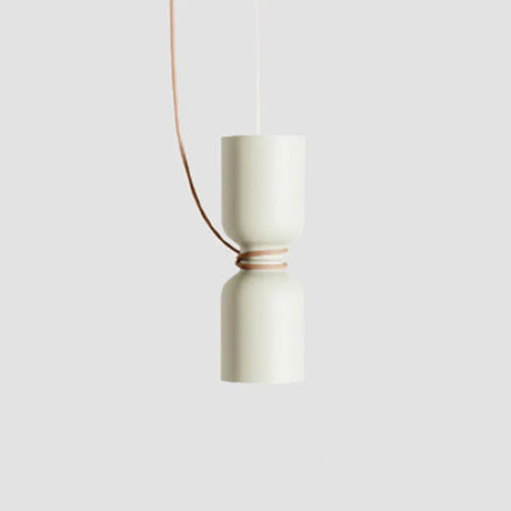 Cream pendant with a cylinder above a bowl, seen against gray