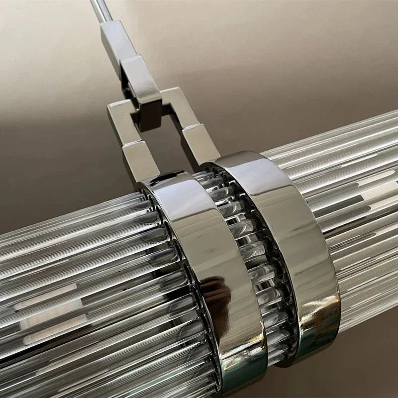 Close view of the end of the glass tube bundle and its fixing