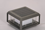 The solar panel set into the flat top face of the lantern body