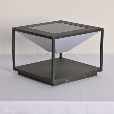 The corner posts and base plate of the frame seen from a low angle