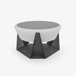 Round white dome light resting in a faceted dark base with sharp points