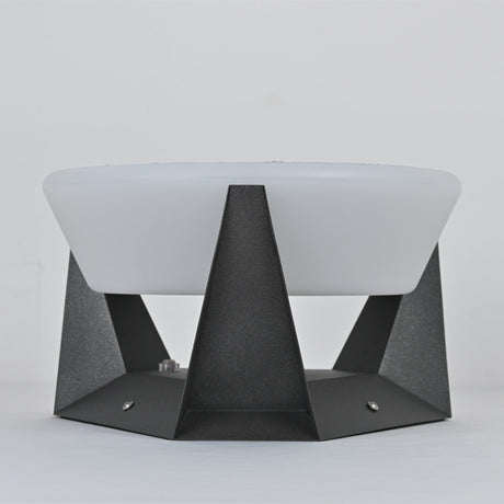 The dome and base seen three quarters on with the light spilling out