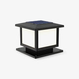 Stepped square cap with white panels and a flat solar panel on the lid
