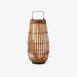 Rounded lantern in braided faux rattan with a slim metal carry handle