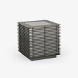 Slatted cube lantern in dark gray with a solar panel on the flat top