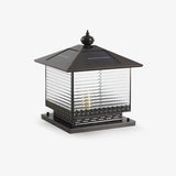 Pagoda roof lantern with a turned finial over ribbed clear glass panels
