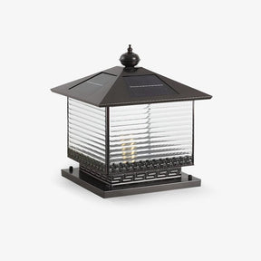 Pagoda roof lantern with a turned finial over ribbed clear glass panels