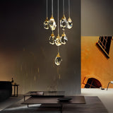 gold and transparent crystal pendant light