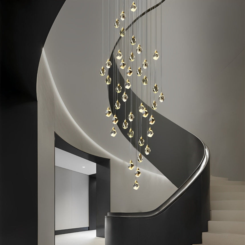 spiral crystal chandelier close-up detail