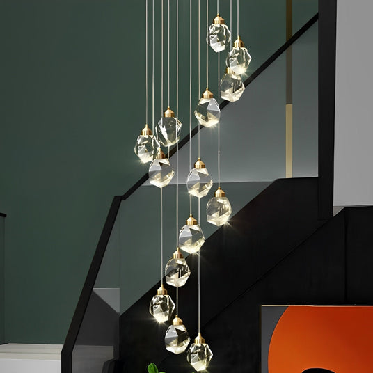 Crystal Chandelier Spiral Design for Hallways and Staircases