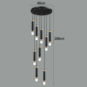Nine light version drawn with a 40 cm plate and a 200 cm drop marked