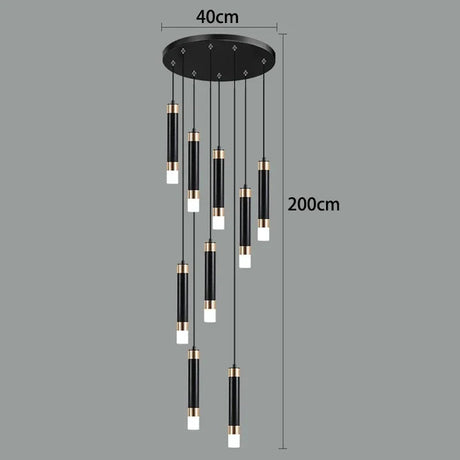 Nine light version drawn with a 40 cm plate and a 200 cm drop marked