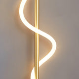 Close view of the lit band curving around the gold rod