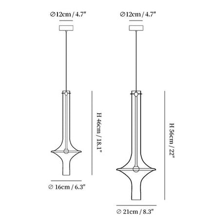 The two sizes drawn side by side with their widths and heights marked