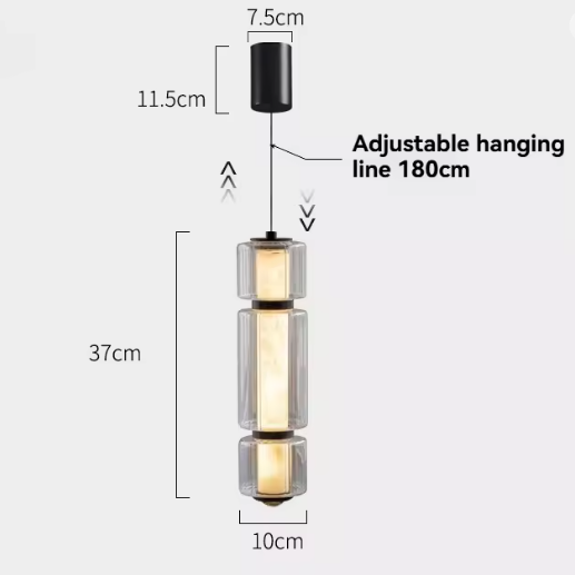 The 37 cm version drawn with its height and 180 cm hanging line marked