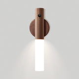 The light wood collar on its plate, the frosted tube lit against pale gray