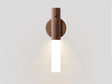 The walnut collar on its round plate, the frosted tube pointing downward