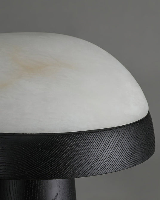 Close view of the translucent stone dome and its natural veining