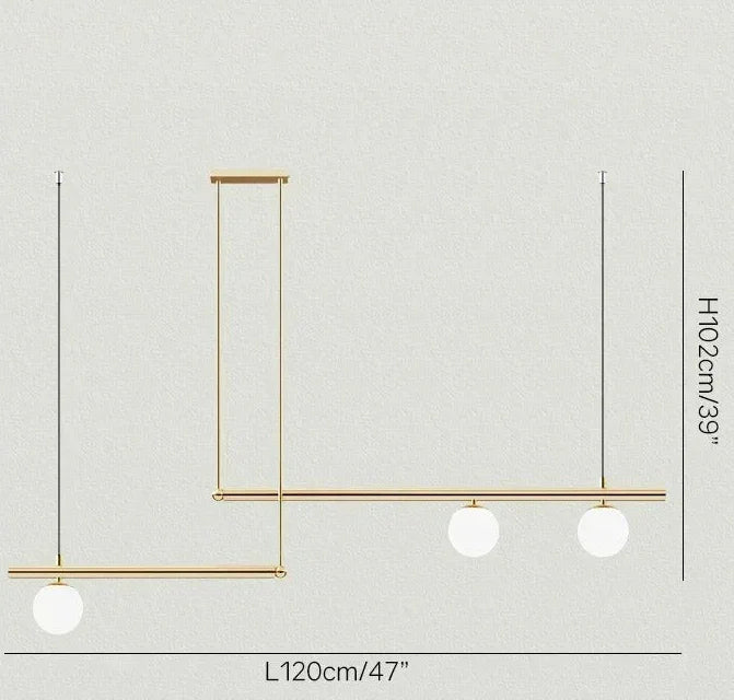 Three light version drawn at 120 cm long with the 102 cm height marked