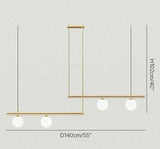 Four light version drawn at 140 cm long with the 102 cm height marked