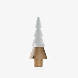 Stacked tree lamp in natural wood against a plain pale ground