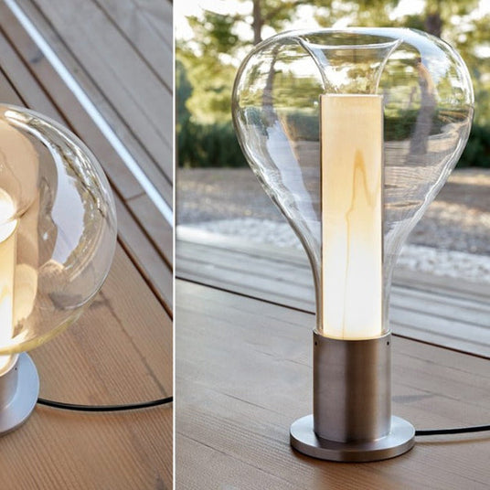 Glass Table Lamp close-up – lava art design | OroDwell