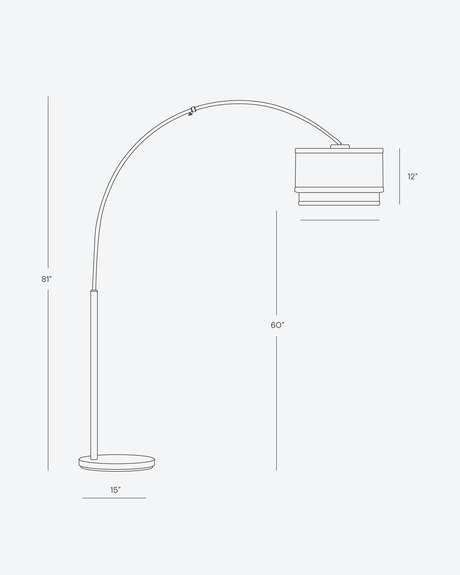 Dimension drawing giving 81 inches of height, a 60 inch hang and a 15 inch base
