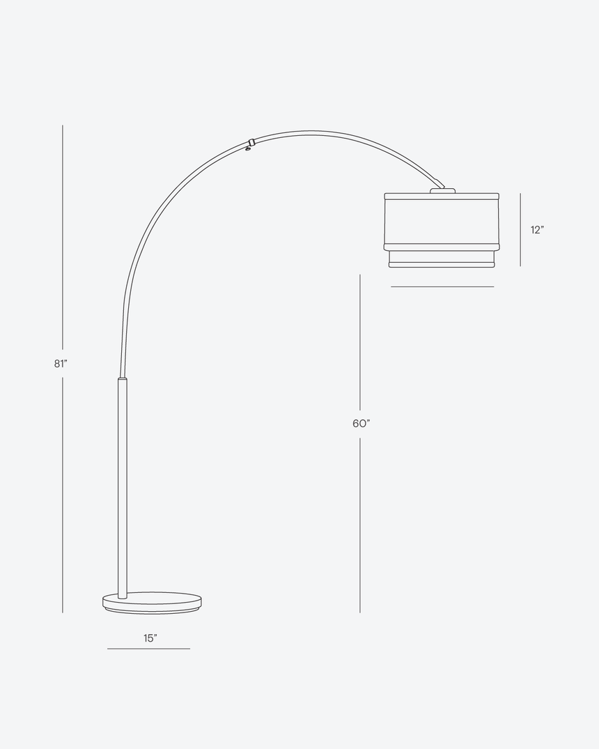 Dimension drawing giving 81 inches of height, a 60 inch hang and a 15 inch base