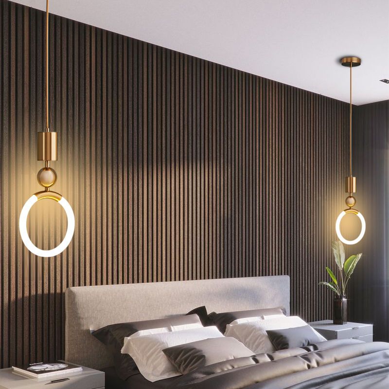 Metal Pendant Light LED Circular Ring Design