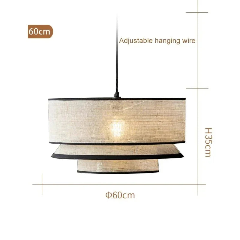 Close view of the stepped knitted bands on the tiered drum shade