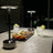 Modern metal table lamp with minimalist silhouette