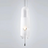A clear glass tube pendant lit with its white inner cylinder showing