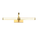 Ribbed clear tube on a small brass arch rising from a plain rectangular plate