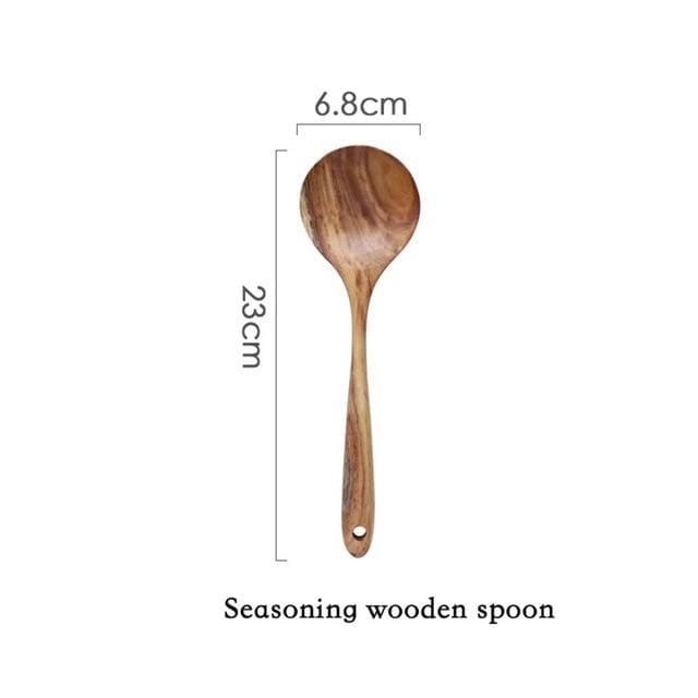 Durable teak wood cooking spoon and spatula