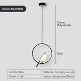 Metal Pendant Light LED Circular Ring Design