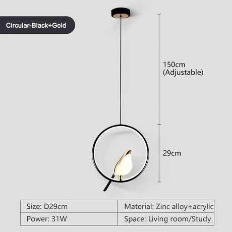 Metal Pendant Light LED Circular Ring Design