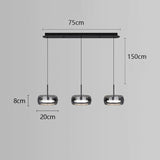Glass pendant light side angle detail view