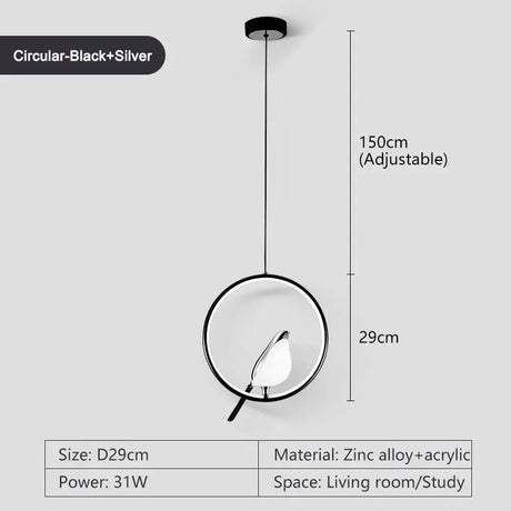 Bird Motif Pendant Light for Dining Room