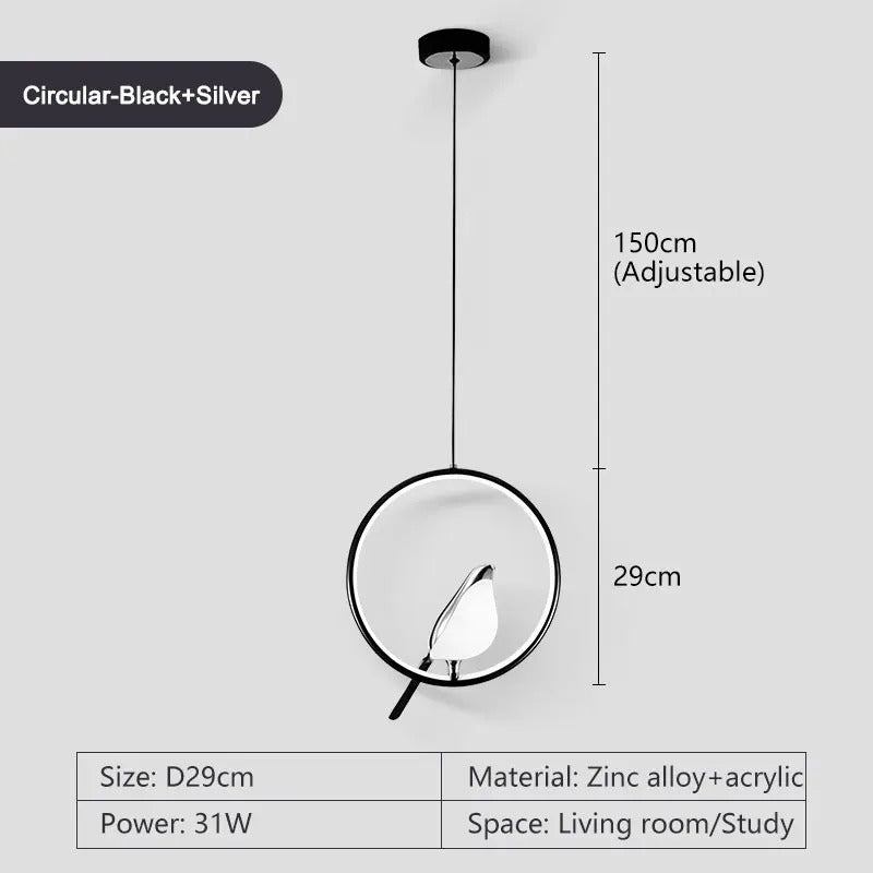 Bird Motif Pendant Light for Dining Room