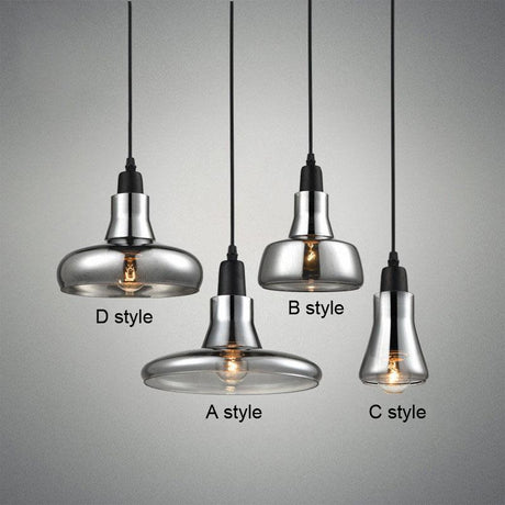 smoky gray glass pendant light for cafe and bar interiors