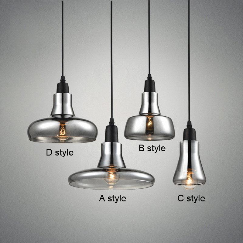smoky gray glass pendant light for cafe and bar interiors