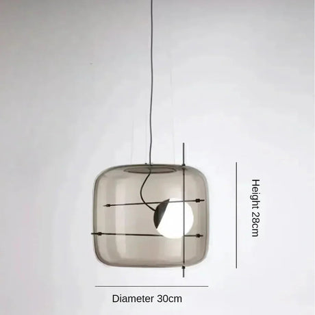 The pendant drawn with its 30 cm width and 28 cm height marked