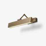 Vintage vanity light in antique bronze, a hooded bar on a multi joint arm