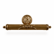 The scrolled bar seen level, finials closing the tube at both ends