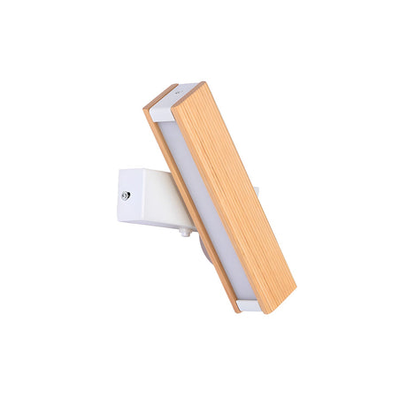 The bar set on a diagonal, the white bracket small behind the wood
