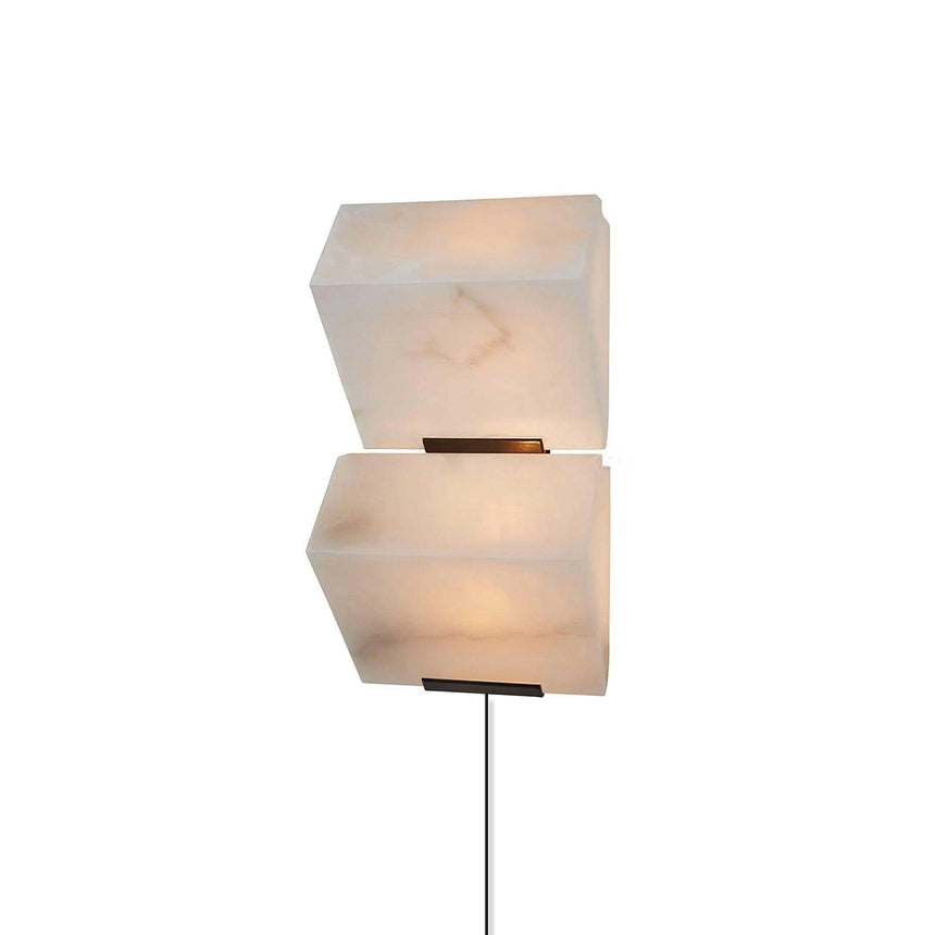 The two block lamp unlit, the white stone and dark bracket visible