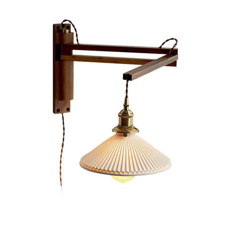 The folding arm in walnut on a white background