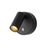The black puck seen from the front, the warm lens set into the dark barrel