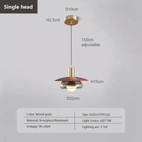 The single pendant drawn with its 22 cm width and 15 cm height marked