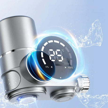 Led faucet water filter installed in a kitchen setting